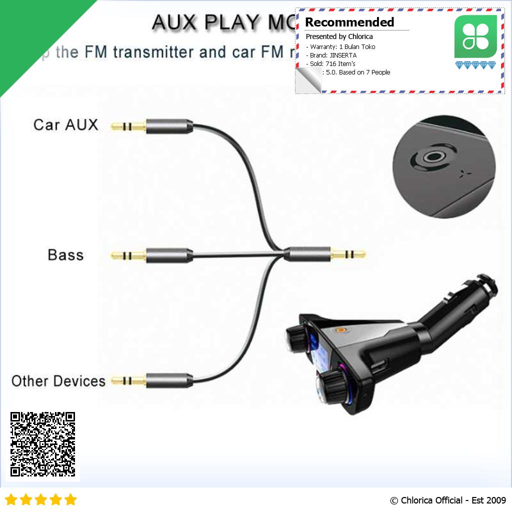 JINSERTA Bluetooth Audio Receiver FM Transmitter USB Charger BT06