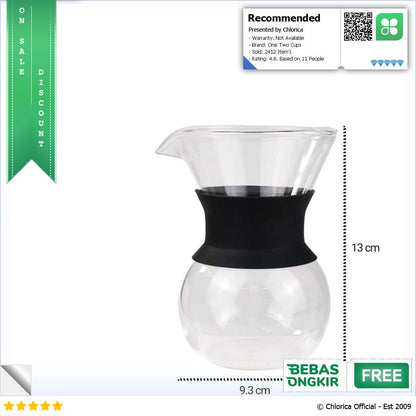 One Two Cups Coffee Server Chemex Drip Pour Over Borosilicate Glass SE111