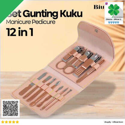 Biutte.co Set Gunting Kuku Manicure Nail Pedicure Kit 12 in 1 TCT12