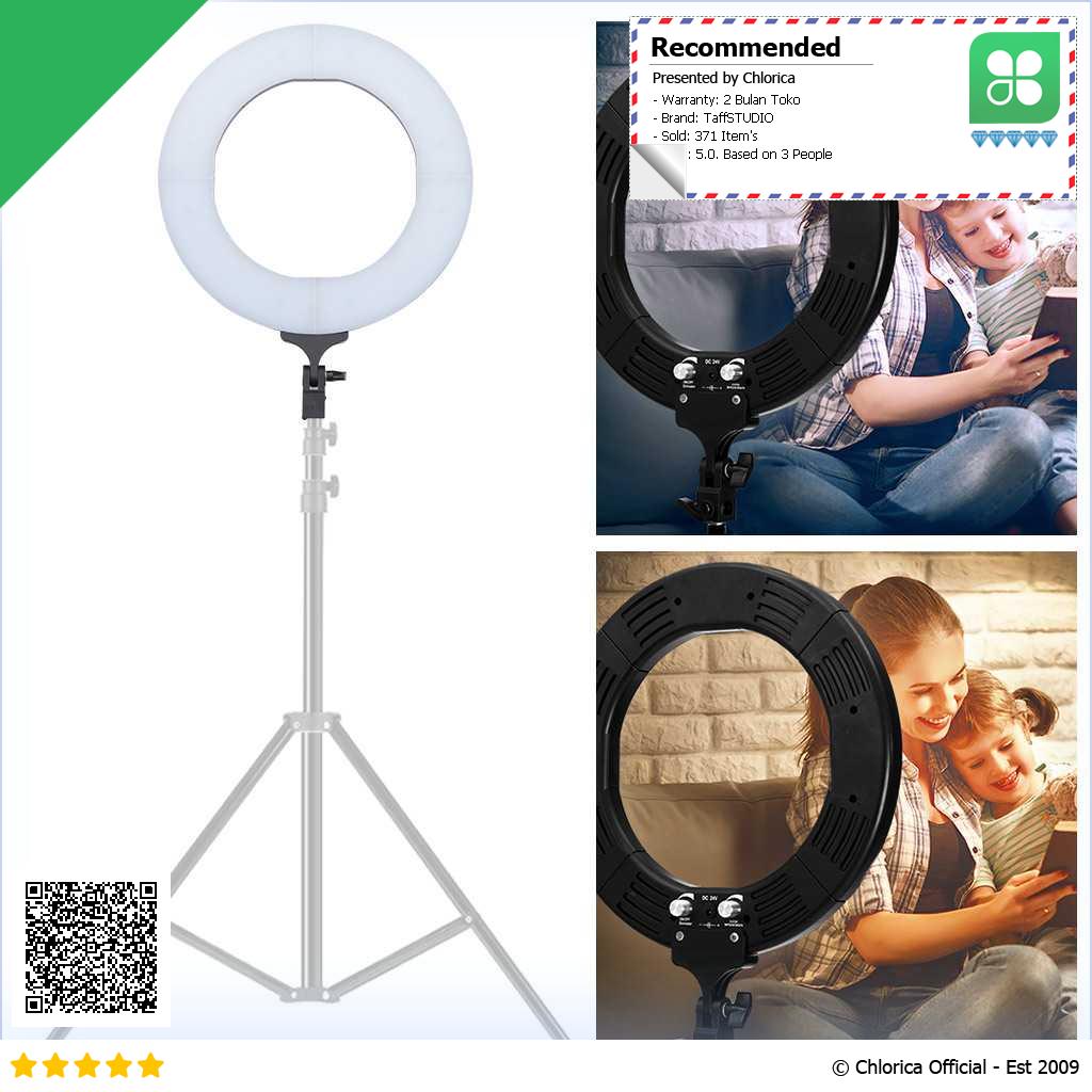 TaffSTUDIO Ring Light LED Kamera DSLR 65W 336 LED 12 Inch Tripod RL 18