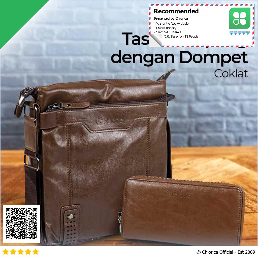 Rhodey Tas Selempang Pria Messenger Bag PU Leather dengan Dompet 15036