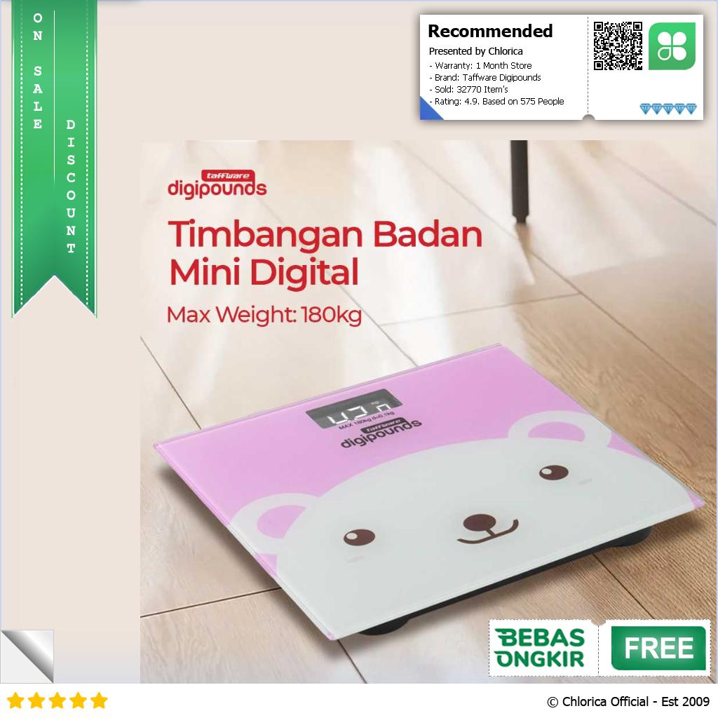 Taffware Digipounds Timbangan Badan Mini Digital Kartun 180Kg SC 01