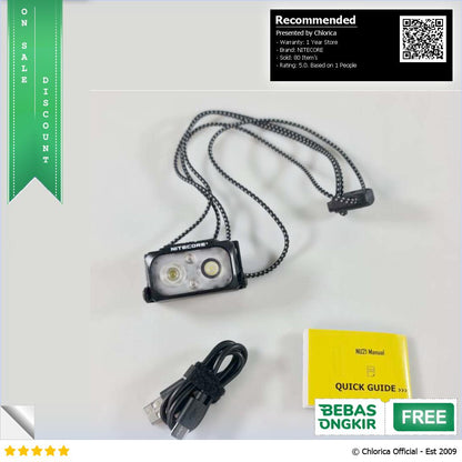 NITECORE Senter Kepala LED Headlamp Dual Beam USB 360lm IP66 NU21