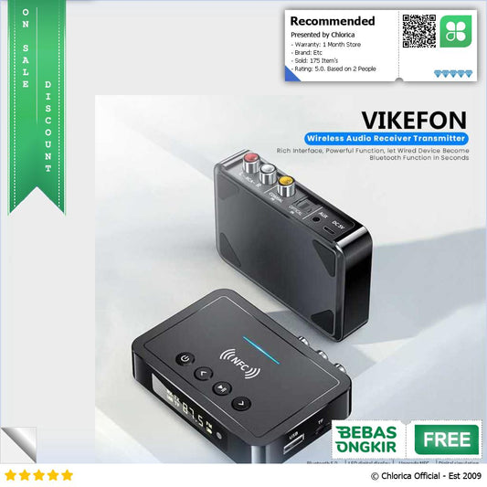 VIKEFON Wireless Audio Receiver Transmitter Bluetooth 5.0 AUX NFC M6