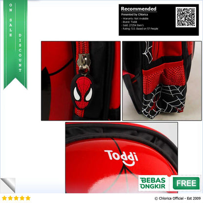 Toddi Tas Ransel Sekolah Anak Backpack Model Spiderman 1801