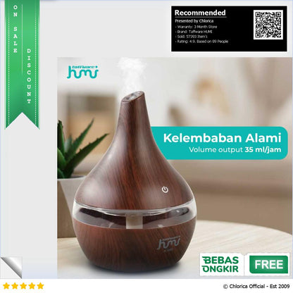 Taffware HUMI Air Humidifier Ultrasonic Wood Grain 300ml K H98