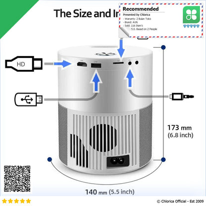 AUN Proyektor Mini Portable Projector Android 9.0 1080P 4000lm ET40S