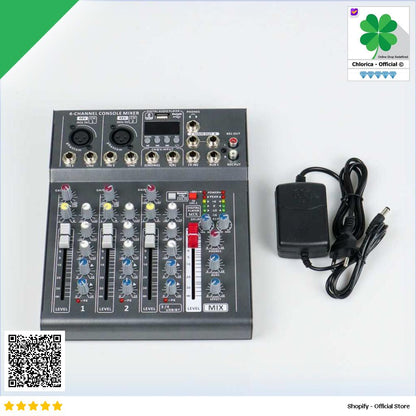 LEORY Mini Portable Live Audio Mixer Karaoke DJ 4 Channel Bluetooth LR4CB