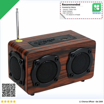 Kingneed Bluetooth Speaker FM Radio Wood Design S409