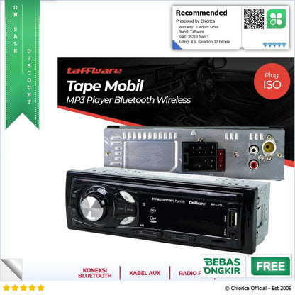 Taffware Tape Mobil Audio MP3 Player Bluetooth 5.0 60W with Remote MP3 S211L