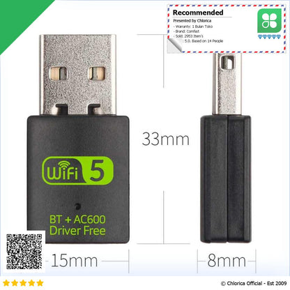 Comfast Mini USB WiFi Bluetooth 2in1 Dongle Dual Band 802.11AC 600Mbps K605