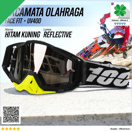 WJL Kacamata Olahraga Unisex Motocross MTB ATV Ski Goggles Fit Face UV400