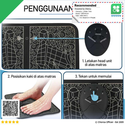 TaffOmicron Alat Pijat Kaki Elektrik EMS Foot Massager Baterai 6 Mode EMS16