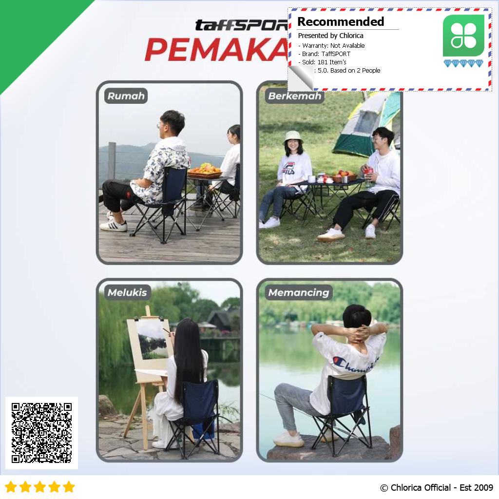 TaffSPORT Kursi Lipat Mancing Camping Foldable Chair with Pocket OL3336