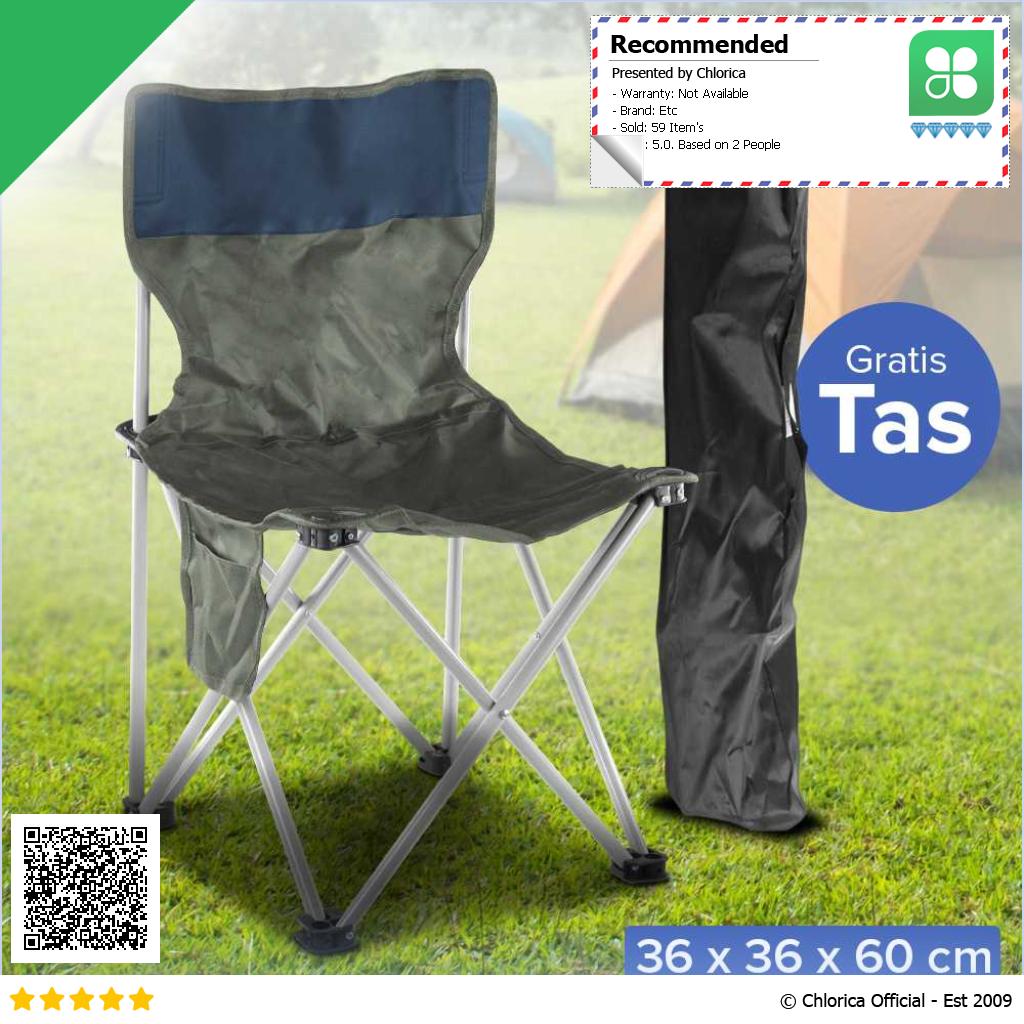 LAKIKA Kursi Lipat Outdoor Mancing Camping Foldable Chair with Pocket LK4