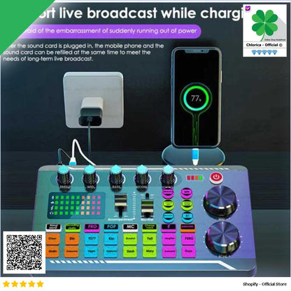 TaffSTUDIO Pro Audio Bluetooth Mixer Sound Card Live Broadcast Karaoke F998