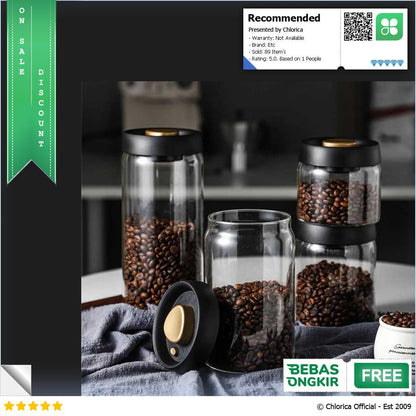 Seluna Toples Kaca Biji Kopi Coffee Beans Vacuum Sealed Air Tight Lid SE41