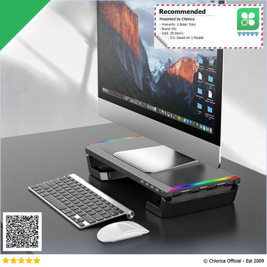 ICE COOREL Meja Laptop Monitor Stand Waterproof RGB with 4 USB 2.0 T1