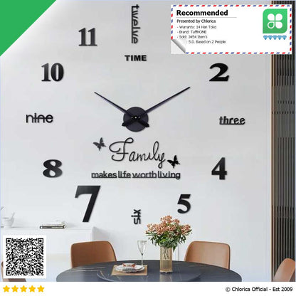 TaffHOME Jam Dinding Besar DIY Giant Wall Clock Quartz 100 cm JM 01