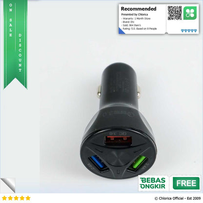 Suhach Car Charger Mobil USB 3 Port 2.4 A Q C3.0 APD 369