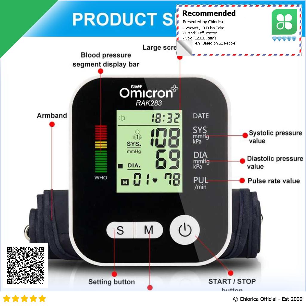 TaffOmicron Pengukur Tekanan Darah Tensimeter Blood Pressure Monitor RAK 283