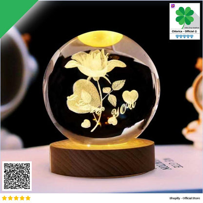 AMARYLLIS Lampu Tidur Bola Kristal 3D Warm White USB 3W AM 6