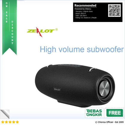 ZEALOT Portable Bluetooth Speaker Stereo Outdoor Waterproof 60W S 67