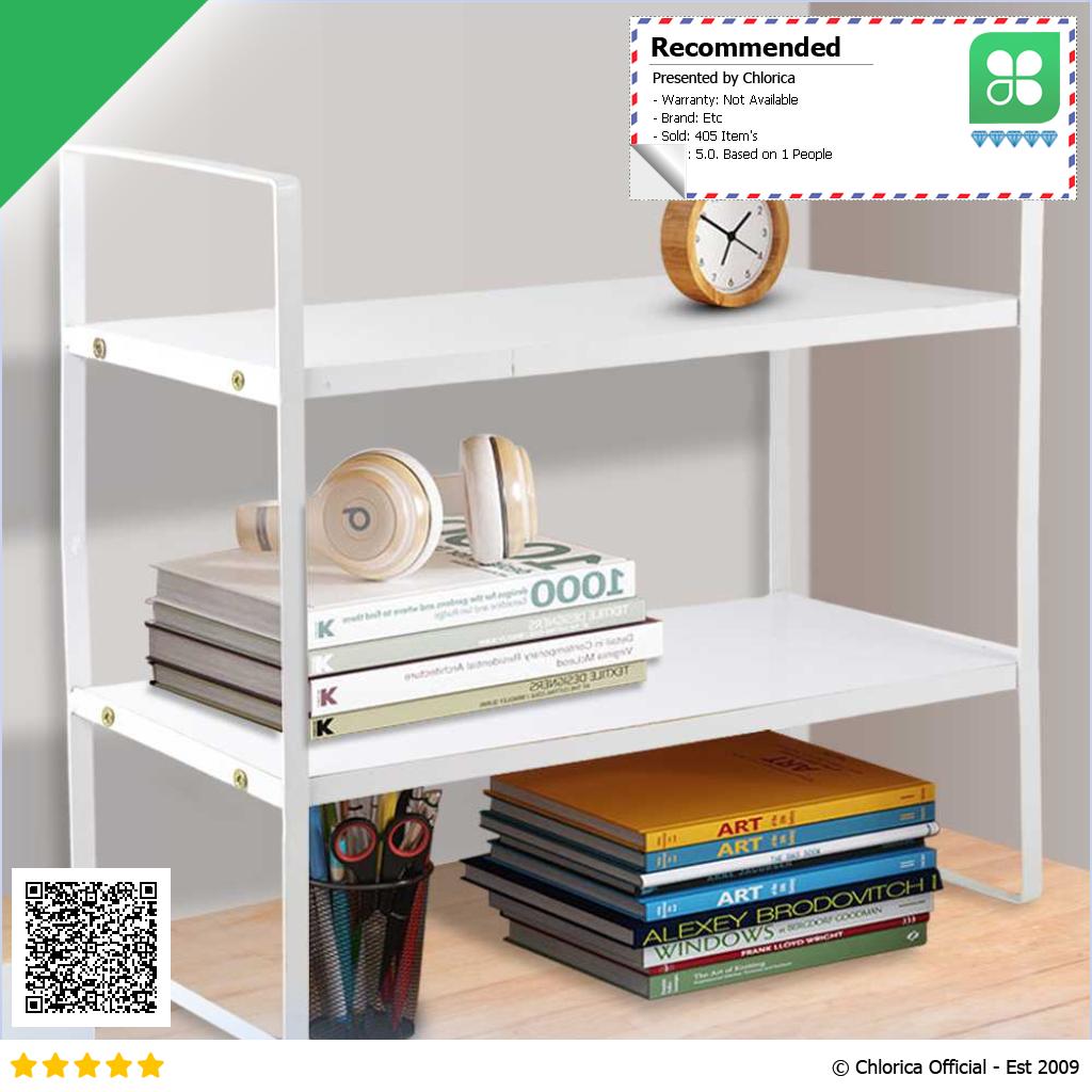 AOLIVIYA Rak Buku Minimalis DIY Table Bookshelf Organizer Double Layer AO40