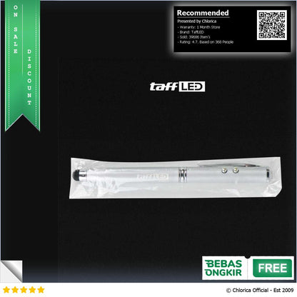 TaffLED Pulpen 4 in 1 Senter Laser Pointer Pen dan Stylus Tinta Hitam T0054