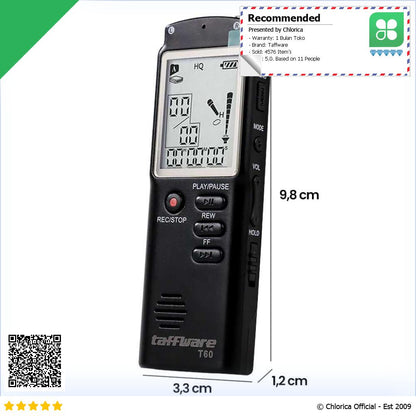 Taffware Perekam Suara Digital Voice Recorder 8GB T60