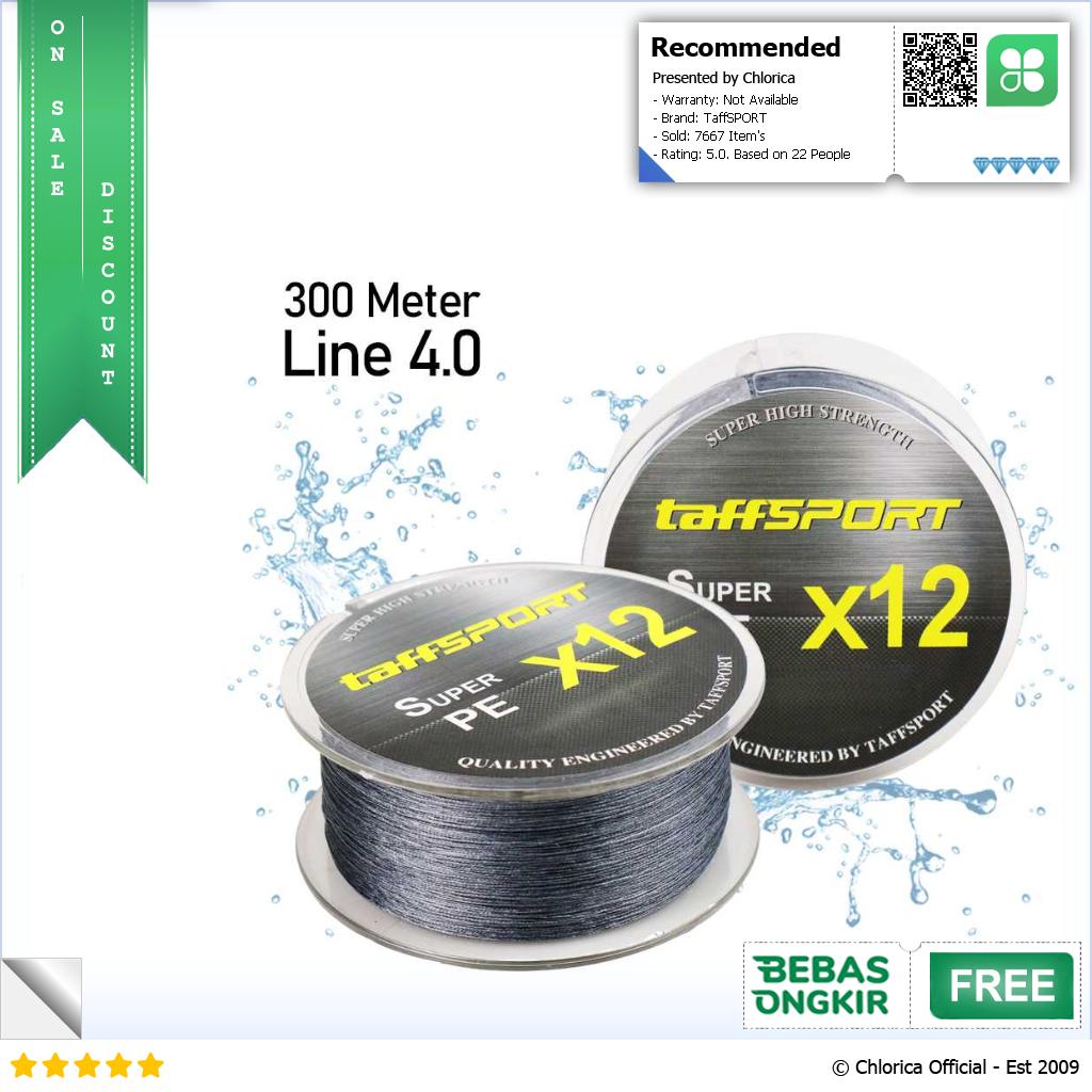 TaffSPORT Senar Tali Benang Pancing Fishing Line Super PE Braided 300M X12