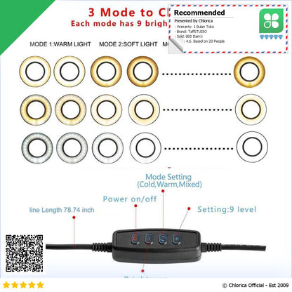 TaffSTUDIO Centechia Lampu Halo Ring Light LED 128 LED 26cm RL 20