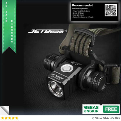 JETBeam Senter Kepala Headlamp SST40 N4 BC 150m 1180 Lumens IPX6 HR25