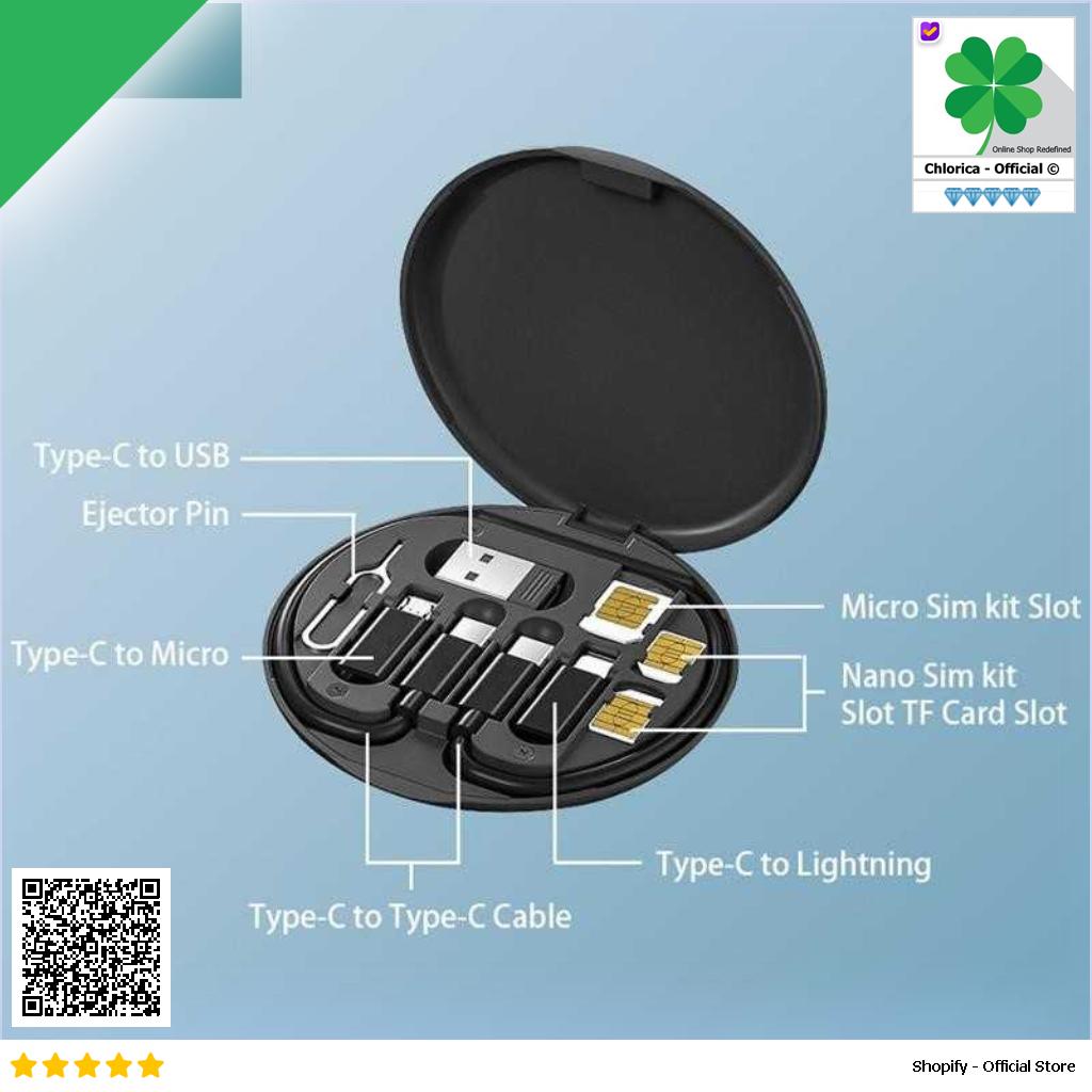 EXMI Set Kabel Charger USB Type C Micro USB Lightning with Case 60W EX 6