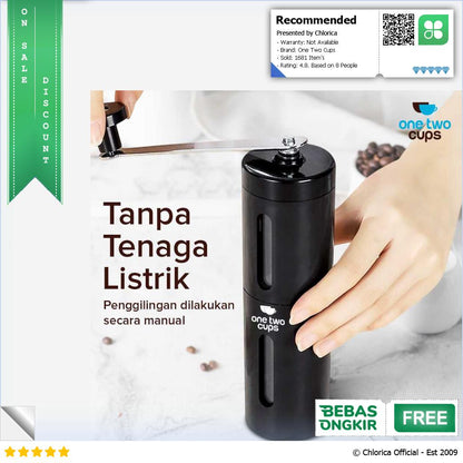 One Two Cups Alat Penggiling Kopi Manual Coffee Grinder Adjustable 60g RH200