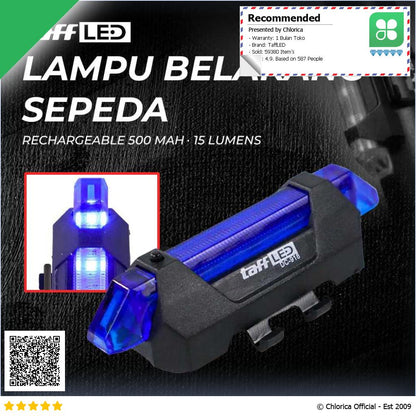 TaffLED Lampu Belakang Sepeda LED USB Rechargeable 500mAh 15 Lumens DC 918