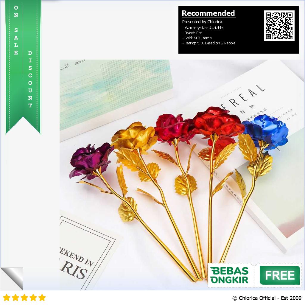 Wonder Time Bunga Mawar Dekorasi Gold Foil Rose Artificial Flower WT24