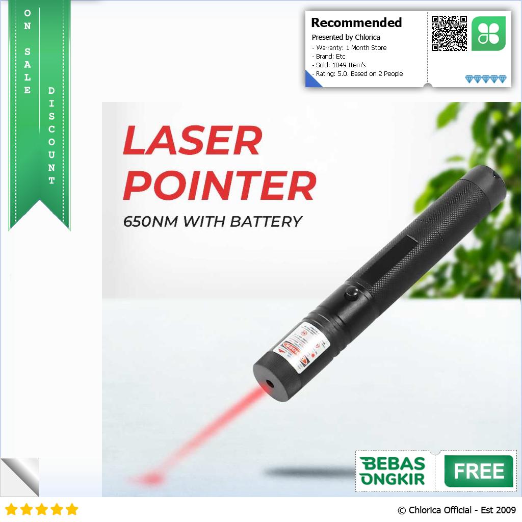 XZV Laser Pointer Presentasi Red Beam 1 MW 650NM with Battery N37