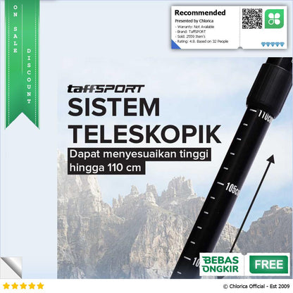 TaffSPORT Tongkat Hiking Trekking Pole Telescopic 4 Section E4102