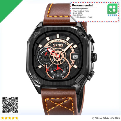 SKMEI Jam Tangan Pria Analog Watch Leather Strap Waterproof 30M 9313