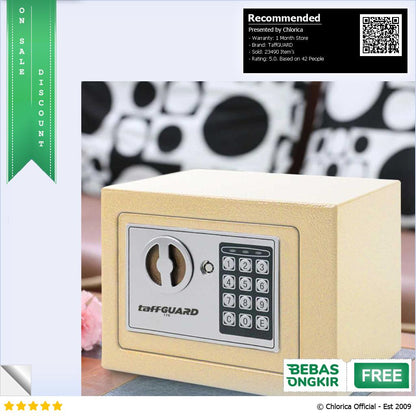 TaffGUARD Kotak Brankas Hotel Mini Password Safe Deposit Box 4.6L 17E