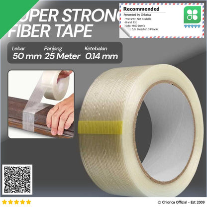 YX Lakban Super Strong Fiber Tape Isolasi Bening 25M GF25M