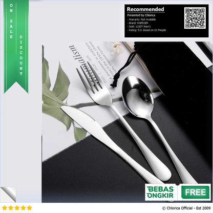 KNIFEZER Set Alat Makan Sendok Garpu Pisau Sumpit Sedotan dengan Pouch EA02300