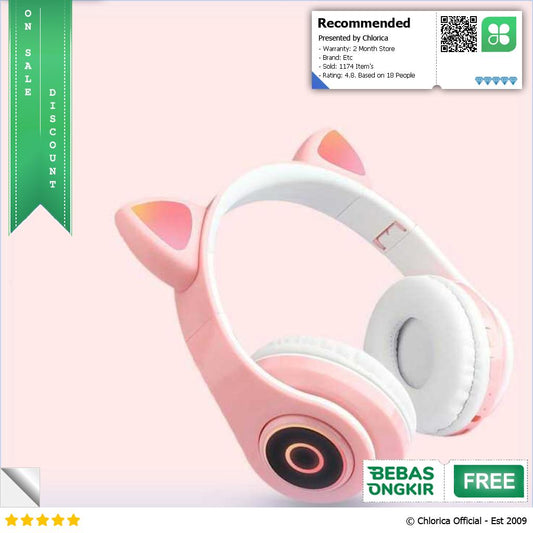 RLoop Bluetooth Headset Headphone Telinga Kucing Cute Cat Ear LX B39A