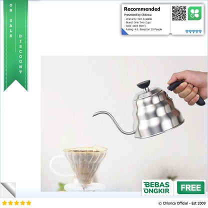 One Two Cups Teko Kopi Leher Angsa Pour Over Drip Kettle Thermometer KE4012