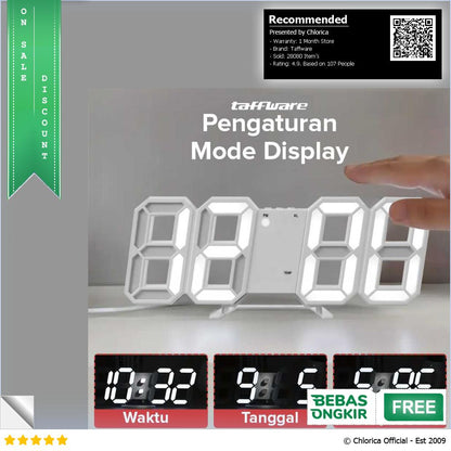 Taffware Jam Meja Alarm Weker LED Digital Clock TS S60 W