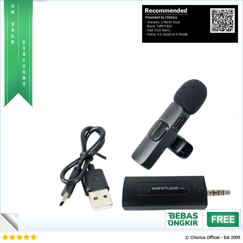 TaffSTUDIO Clip On Mic Wireless Noice Reduction Vlogging Singing 3.5mm K35 Pro