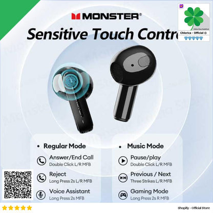 MONSTER AIRMARS TWS Gaming Earphones Bluetooth 5.3 300mAh XKT12