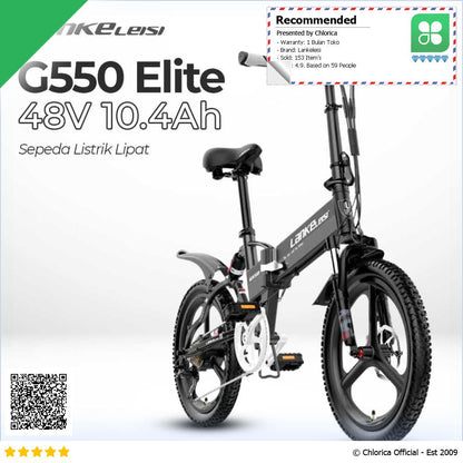 Lankeleisi Sepeda Listrik Lipat Folding Bike Elite Version 48V 10.4Ah G550