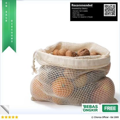 BAGGU Tas Belanja Lipat Vegetable and Fruit Cotton Mesh Bag BG1